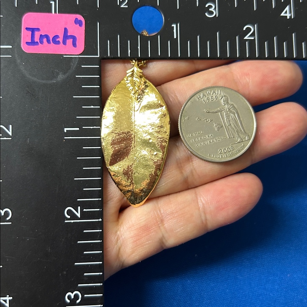24k Gold Dipped Hawaiian Maile Leaf Necklace - image 6